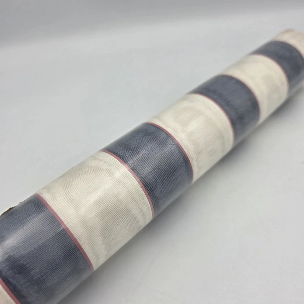 Vtg New Foremost Wallcoverings Prepasted Scrubbable Blue White Stripes